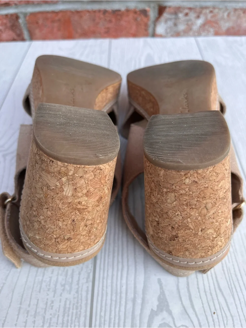 Clarks Giselle Cove Platform Wedge Sandals Sand Taupe Size 7.5 M